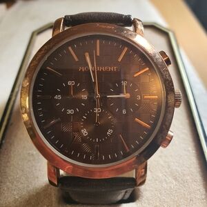 Monument MMT4588 Rose Gold/Brown Leather Men's Watch